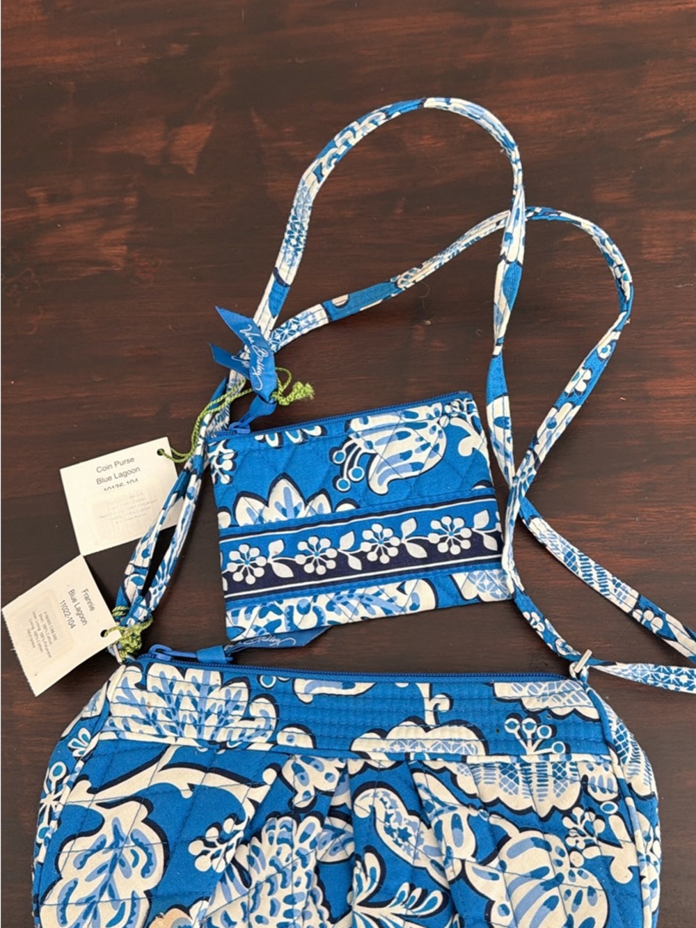 Vera Bradley Blue and White Floral Crossbody and Coin Purse Set